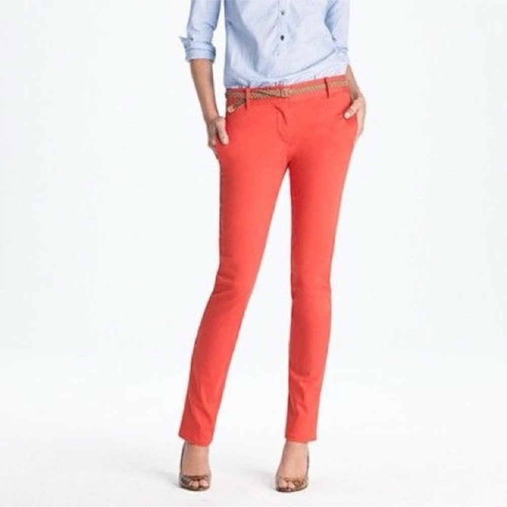 J Crew Bennett Coral Bright Poppy Chino Pants Size 6. DD